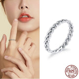 Plaited 925 Sterling Silver Stackable Ring