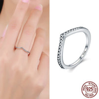 Clear Wishbone 925 Sterling Silver Stackable Ring