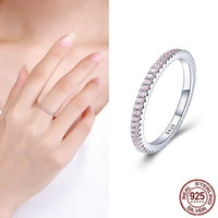 Full Pink Eternity 925 Sterling Silver Stackable Ring