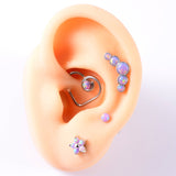 Opal38 Ear Tragus Helix Cartilage Surgical Steel Piercing 5 Stone Flower