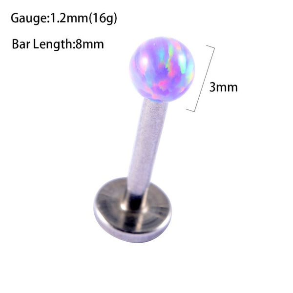 Opal38 Ear Tragus Helix Cartilage Surgical Steel Piercing 3mm Ball