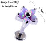 Opal38 Ear Tragus Helix Cartilage Surgical Steel Piercing 5 Stone Flower