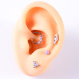 Opal38 Ear Tragus Helix Cartilage Surgical Steel Piercing 3 Stone Cluster