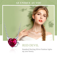 925 Sterling Silver Devil Red/Pink CZ Necklace