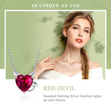 925 Sterling Silver Devil Red/Pink CZ Necklace