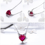925 Sterling Silver Devil Red/Pink CZ Necklace
