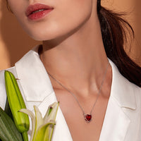 925 Sterling Silver Devil Red/Pink CZ Necklace
