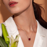 925 Sterling Silver Devil Red/Pink CZ Necklace