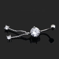 Ball and Solitaire Surgical Steel Belly Button CZ Jewellery