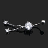 Ball and Solitaire Surgical Steel Belly Button CZ Jewellery