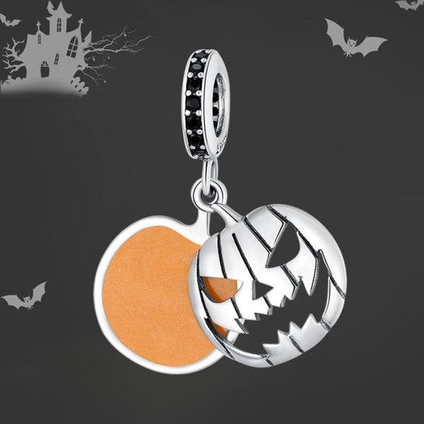 925 Sterling Silver Evil Pumpkin Hanging Charm