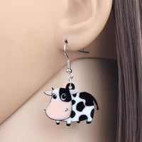 Acrylic Cute Cow Hanging Earrings