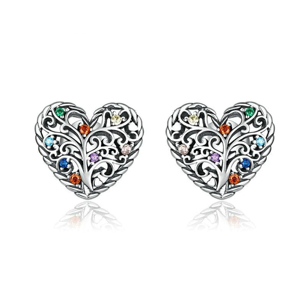 Tree of Life Jewelled 925 Sterling Silver Stud Earrings