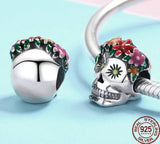 925 Sterling Silver Female Candy Skull Charm