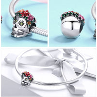 925 Sterling Silver Female Candy Skull Charm