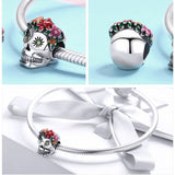 925 Sterling Silver Female Candy Skull Charm