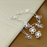 925 Sterling Silver Four-Leaf Clover Set