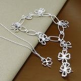 925 Sterling Silver Four-Leaf Clover Set