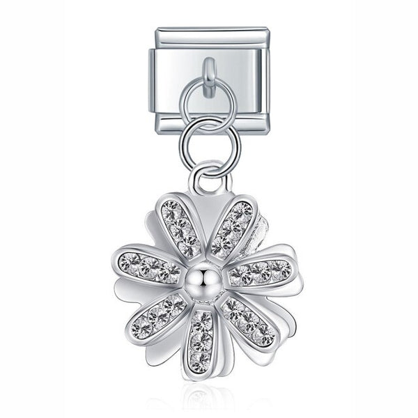 Stainless Steel Hanging Flower Italian Charm