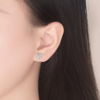 White 7 Stone Crystal Zircon Snowflake Stud Earrings