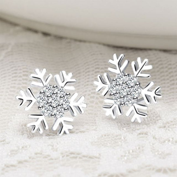 Crystal Zircon Centre Snowflake Stud Earrings