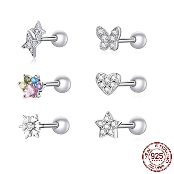 925 Sterling Silver Small CZ Stud Earrings - 6 Designs