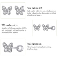 925 Sterling Silver Small CZ Stud Earrings - 6 Designs