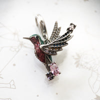 925 Sterling Silver Hummingbird Lobster Clasp Hanging Charm